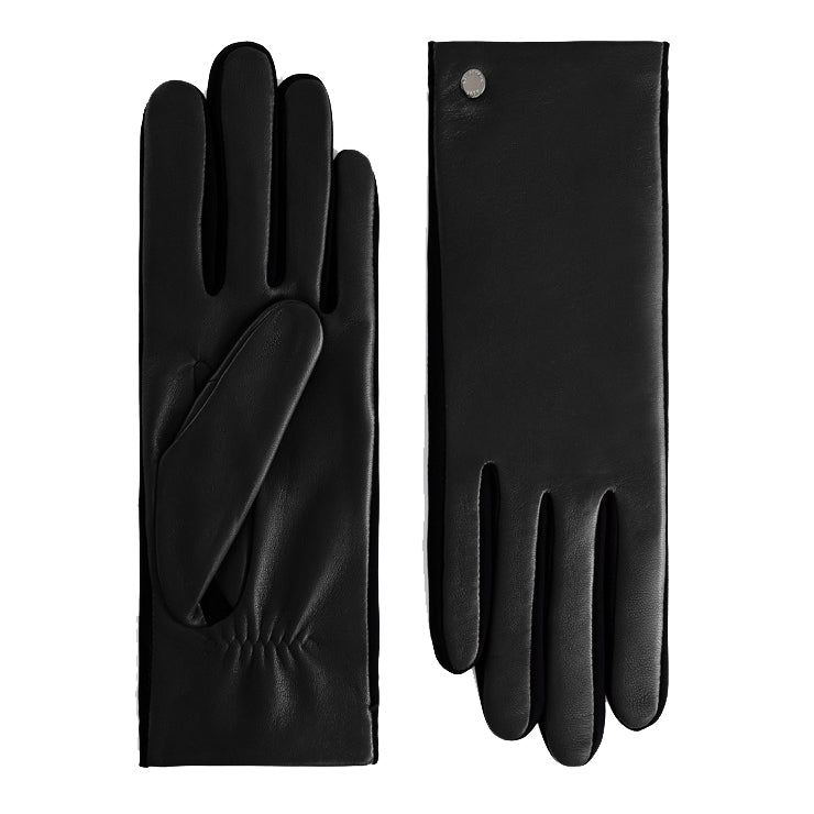 Lamb leather bi-material gloves