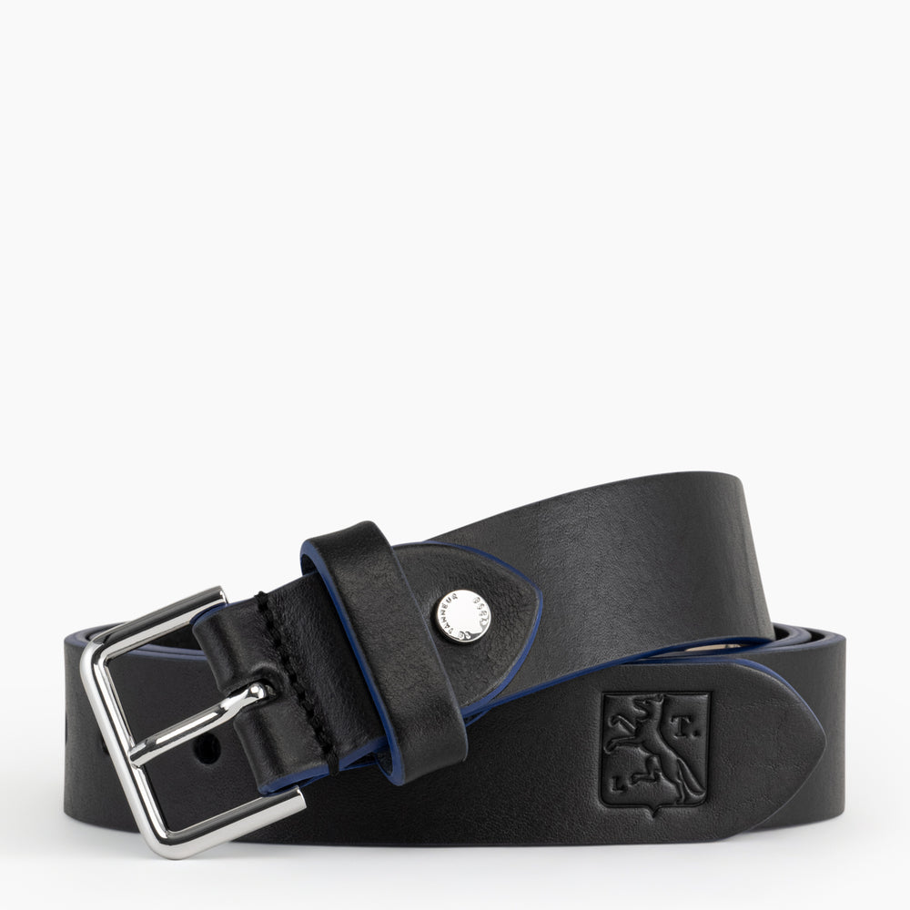 Men's belt with square buckle in smooth leather