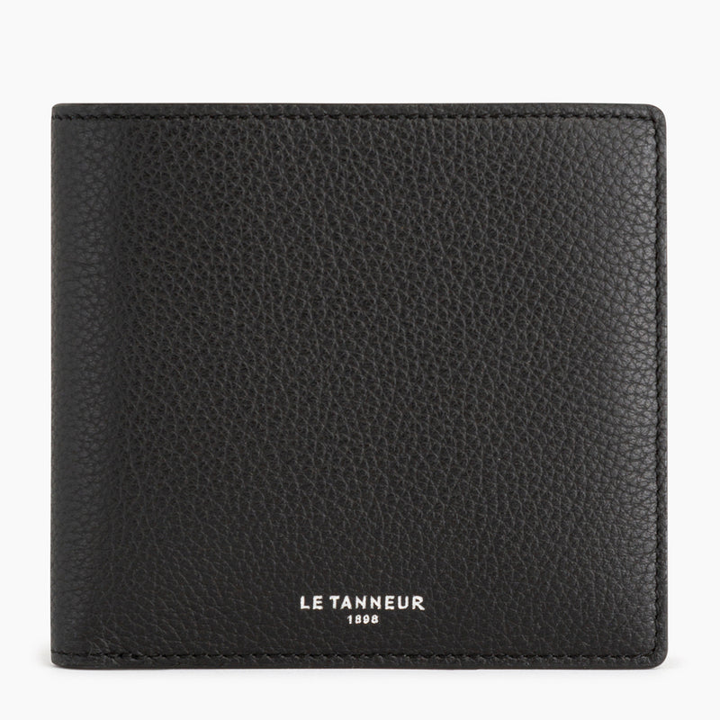 Emile card case with bill pocket in pebbled leather