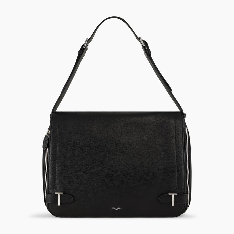 Simone large bag with crossbody strap in pebbled leather