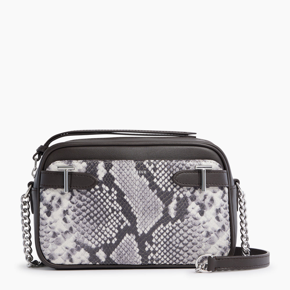Laura crossbody bag in python-embossed leather