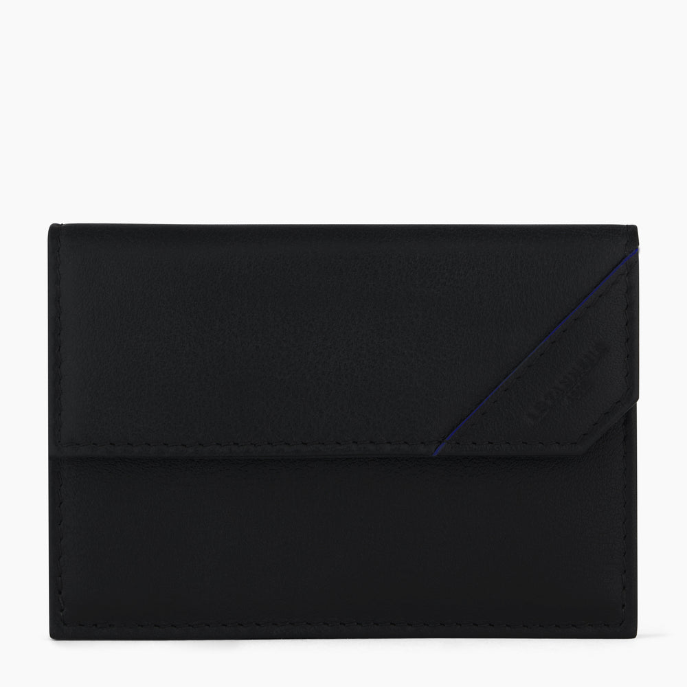 George coin case with flap closure in smooth leather