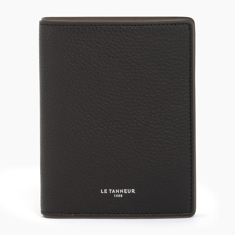 Vertical zipped Augustin pebbled leather wallet
