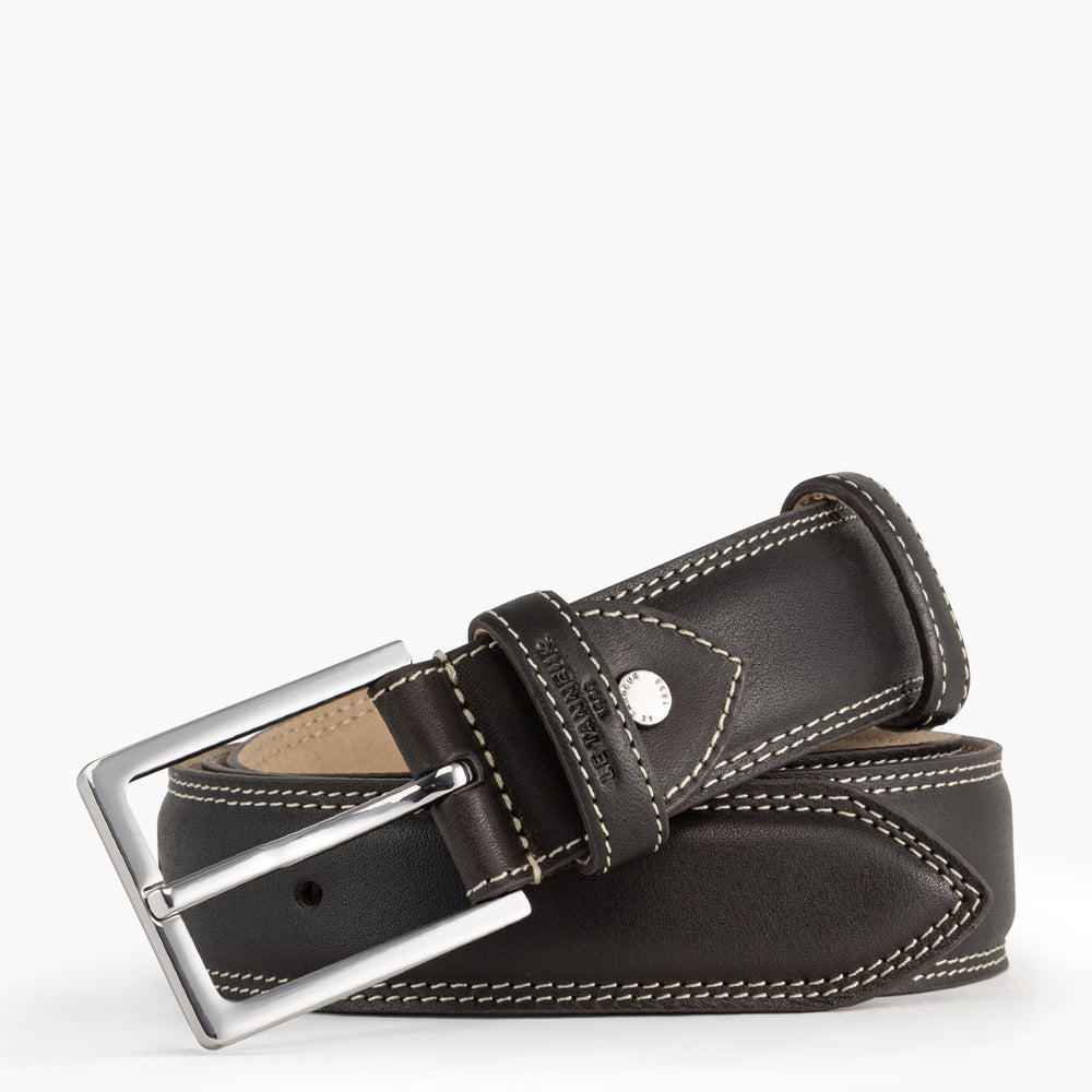 Vegetable tanned men's leather Martin belt with square buckle
