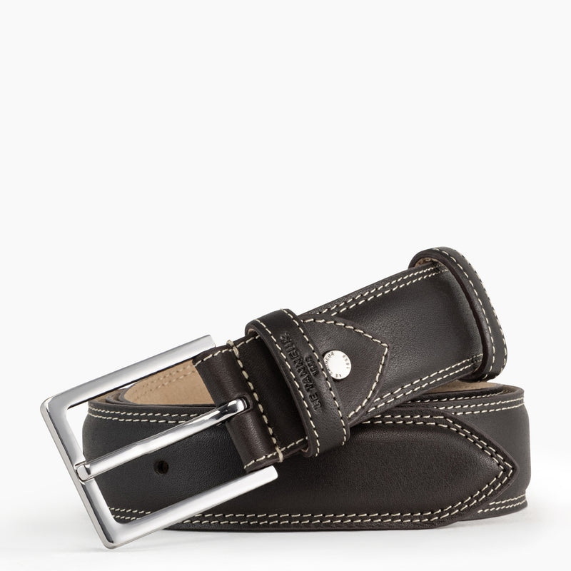 Vegetable tanned men's leather Martin belt with square buckle
