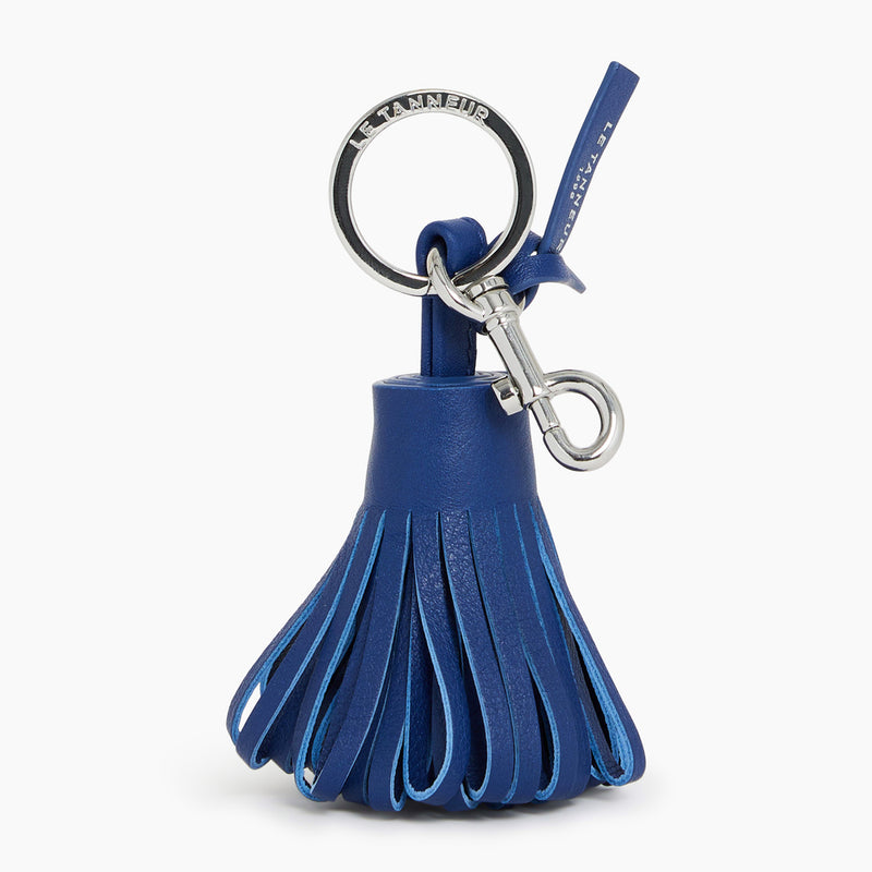 Pompom keychain in smooth leather