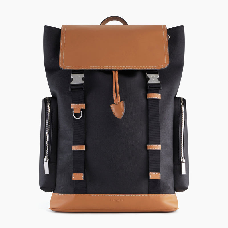 Maurice backpack with flap closure in coated canvas