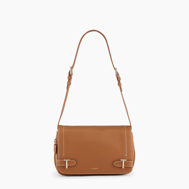 Simone small bag with crossbody strap in pebbled leather