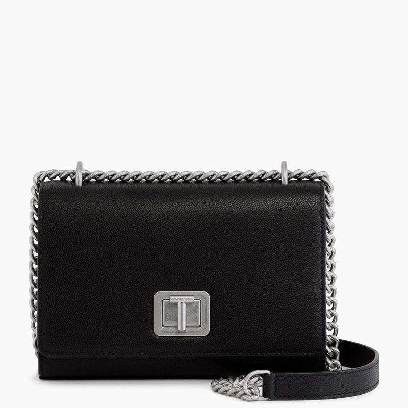 Eva small bag with crossbody strap in pebbled leather