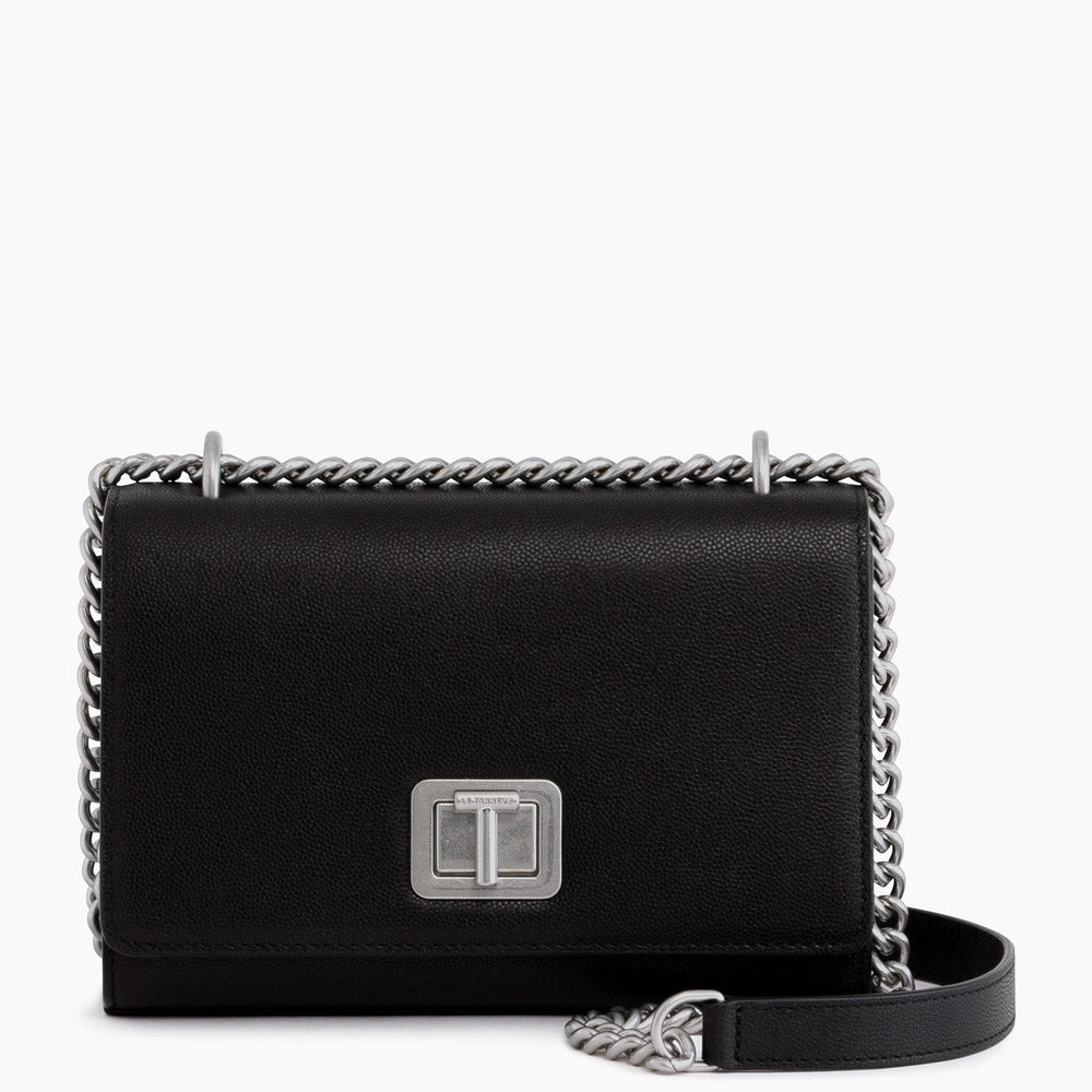 Eva small bag with crossbody strap in pebbled leather