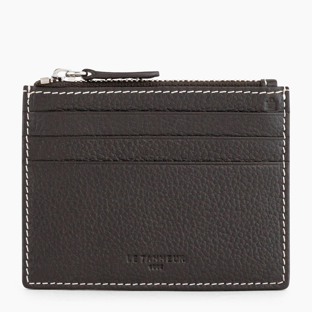 Zipped Charles pebbled leather cardholder