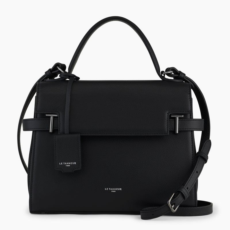 Emilie large handbag with flap closure in pebbled leather