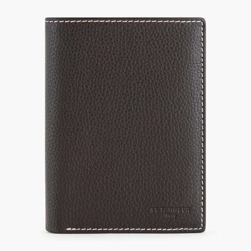 Portefeuille moyen modèle zippé 2 volets Charles en cuir grainé
