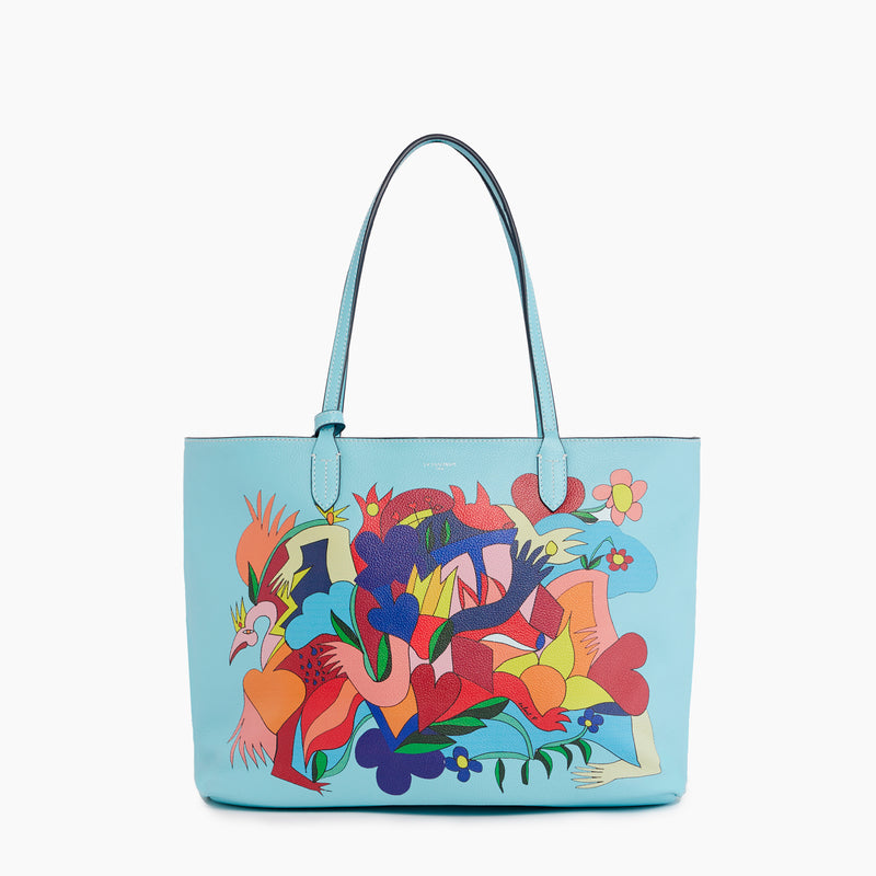 Large tote bag Enfant Précoce in pebbled leather