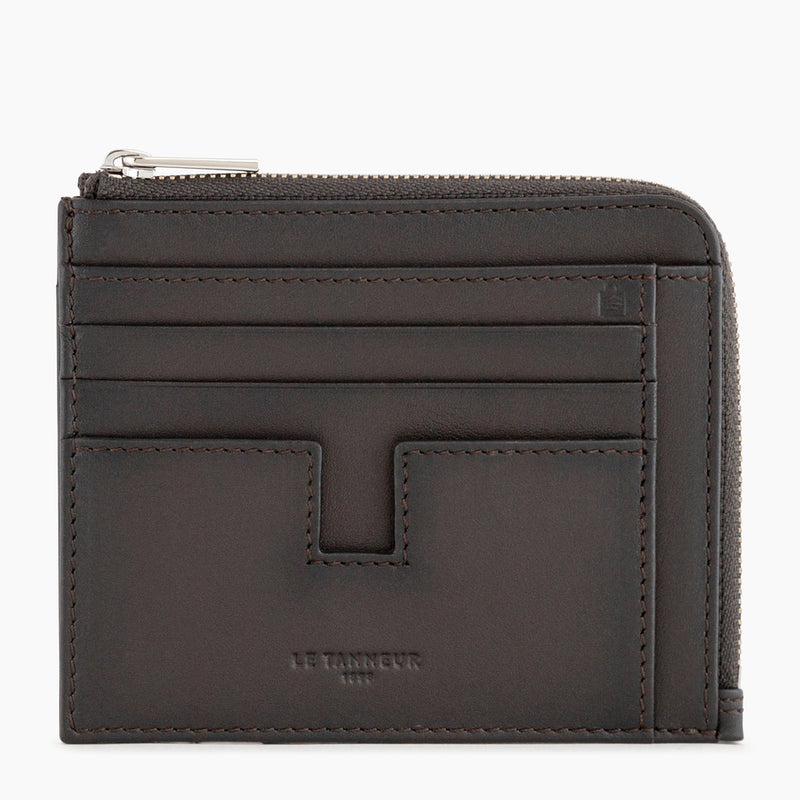Porte cartes avec poche monnaie Albert en cuir lisse