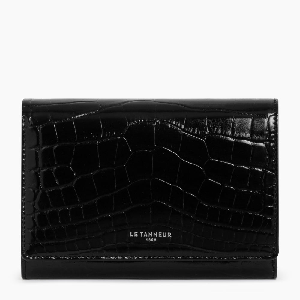 Emilie wallet in crocodile-embossed leather