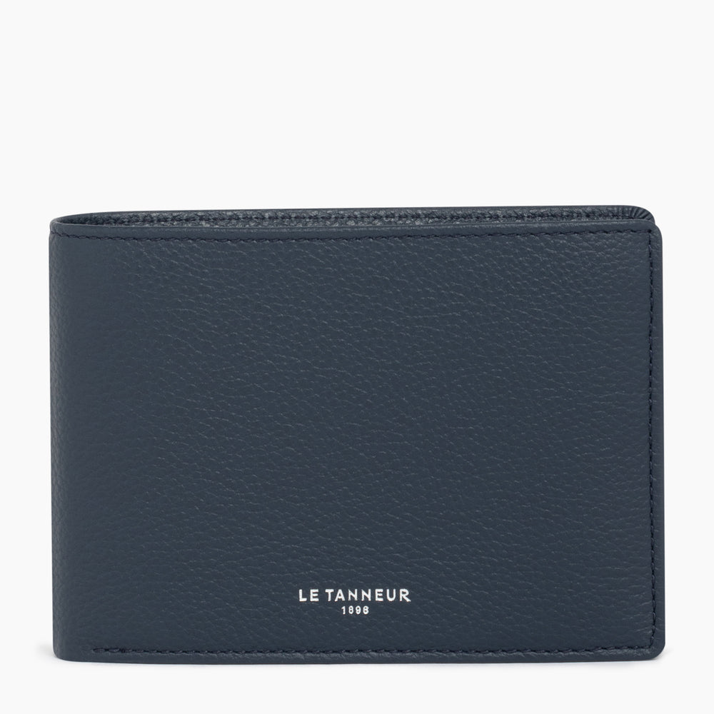 Emile flap wallet with 2 gussets in pebbled leather