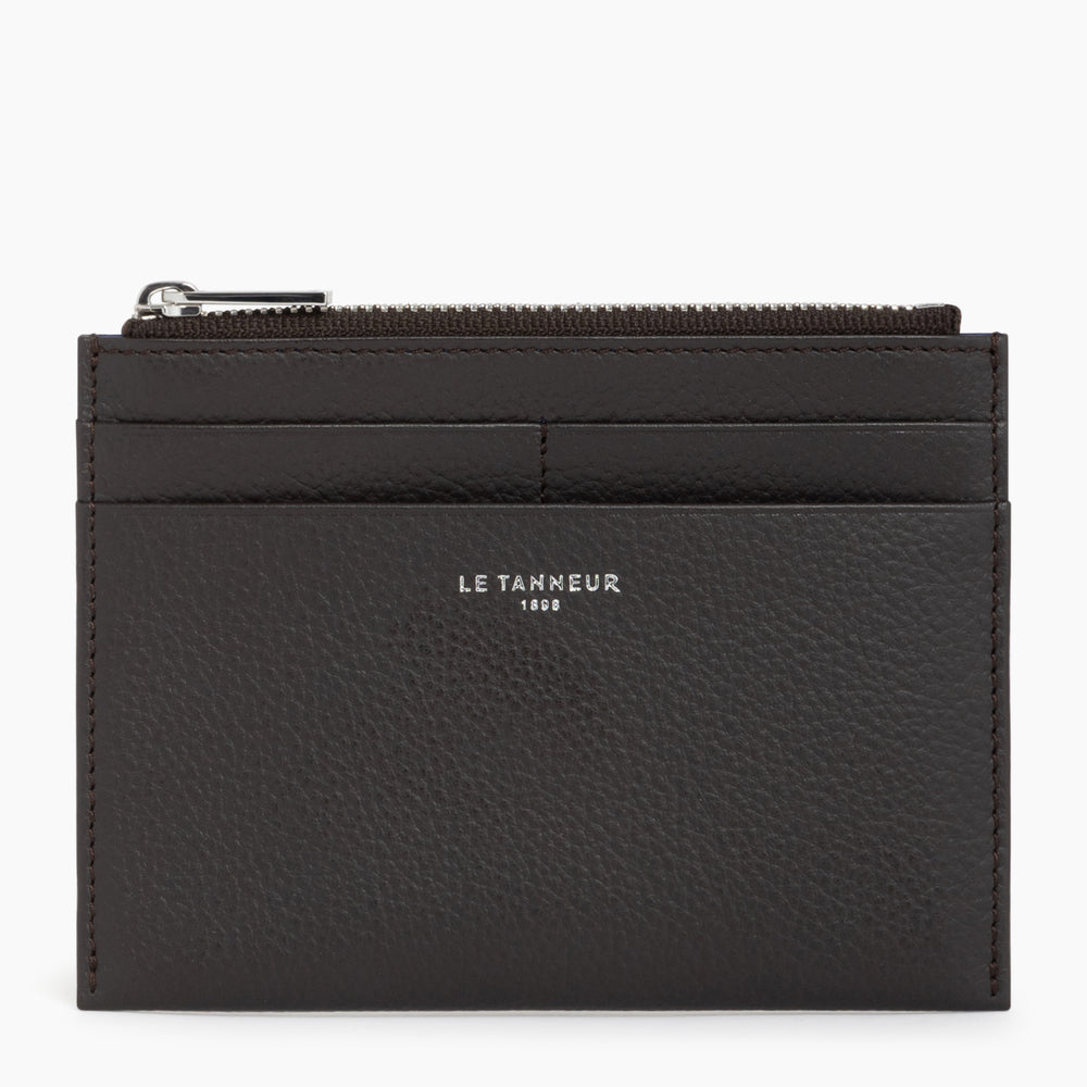 Emile medium-sized, zipped card case in pebbled leather