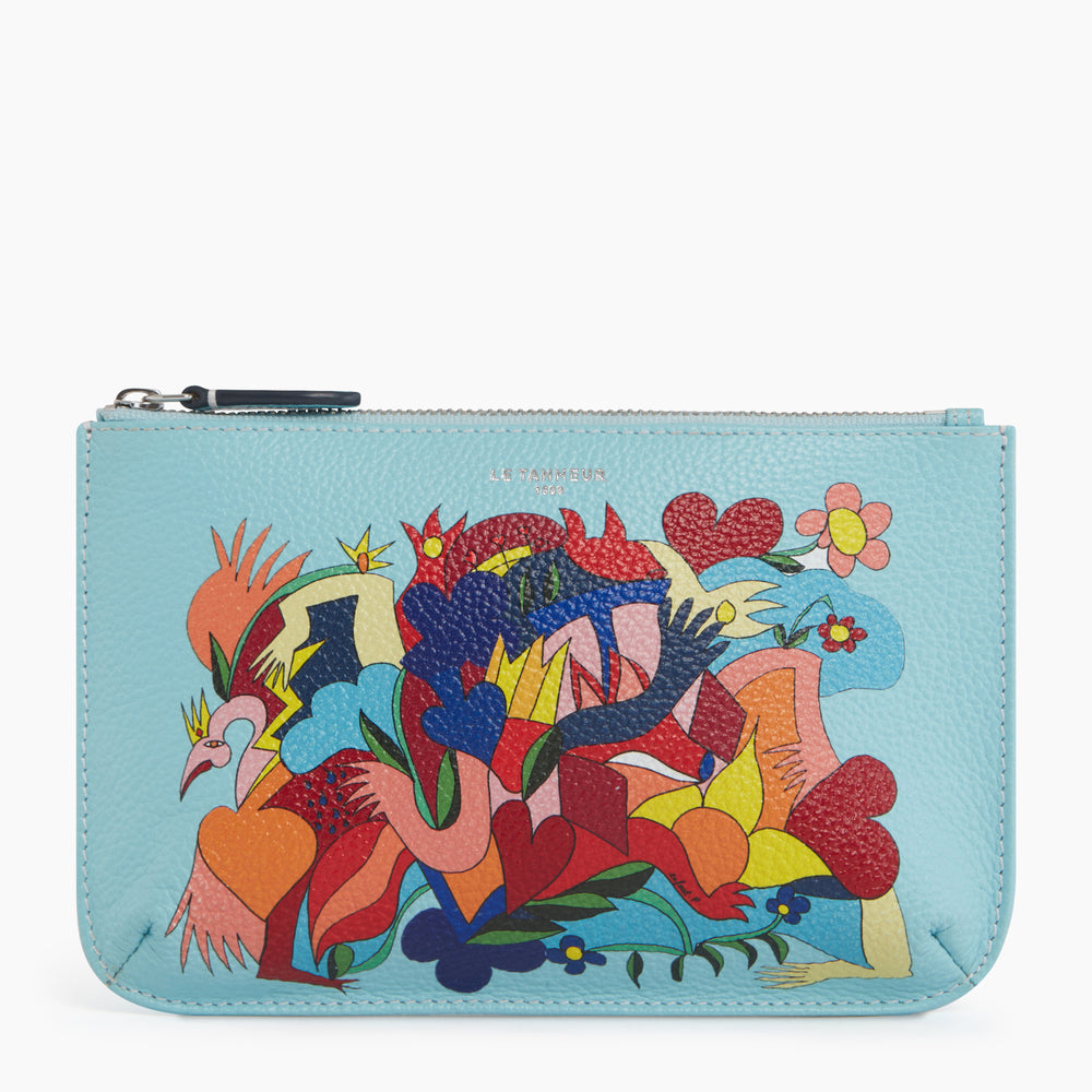Enfant Précoce zipped pouch in pebbled leather