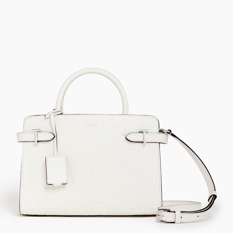 Emilie medium-sized handbag in T-printed leather