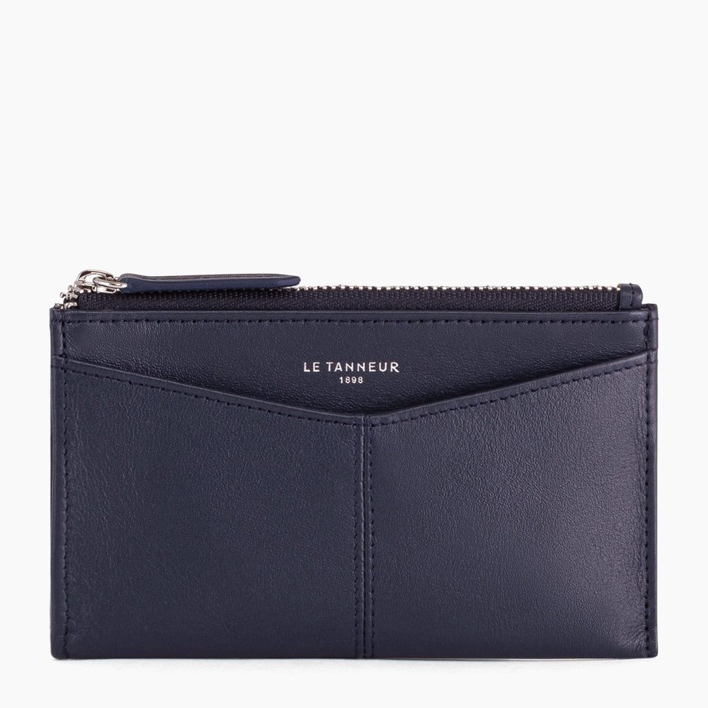 Zipped Charlotte smooth leather key pouch