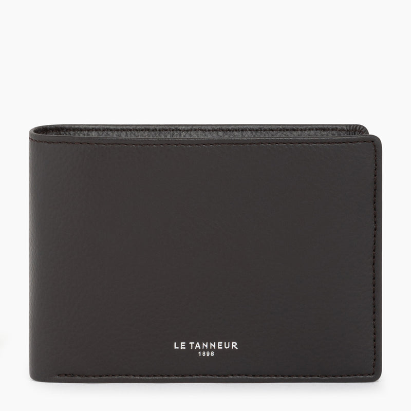 Emile flap wallet with 2 gussets in pebbled leather