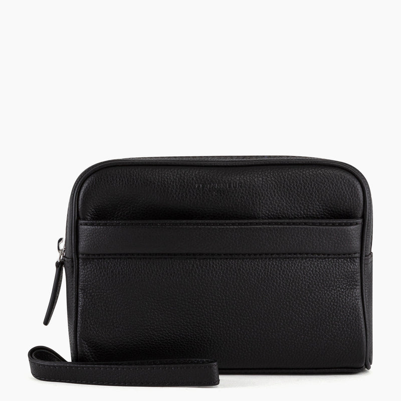 Charles pebbled leather pouch with strap