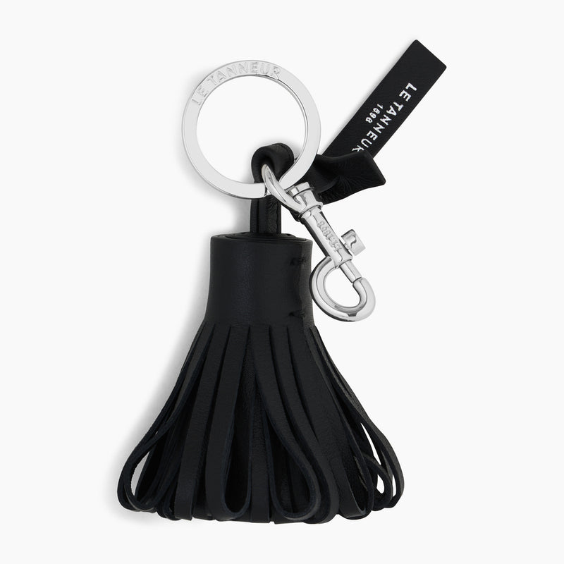Pompom keychain in smooth leather