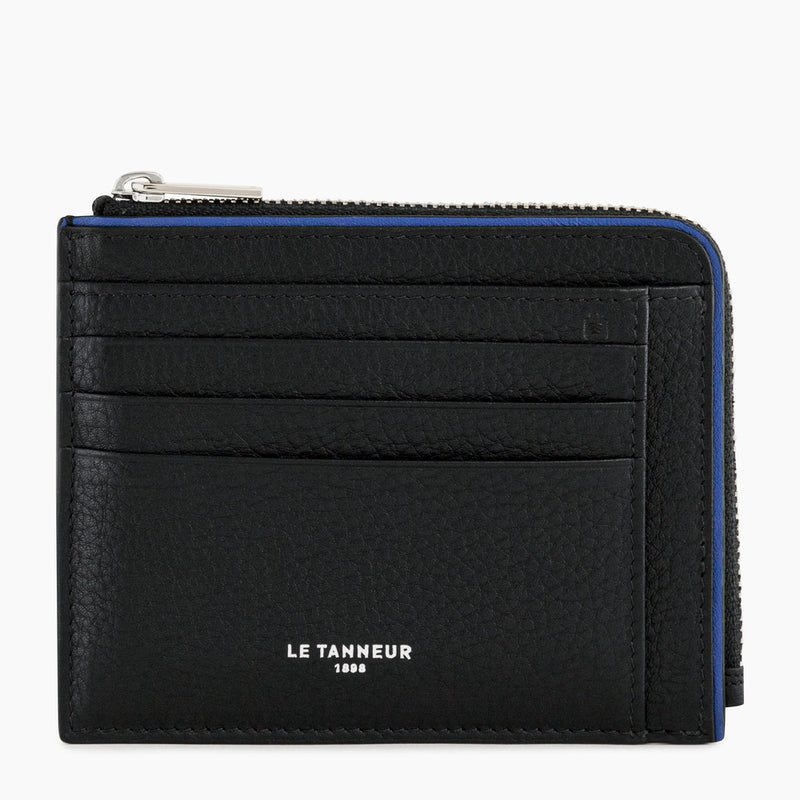 Porte cartes zip en L Augustin en cuir grainé
