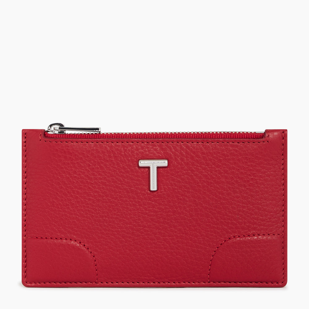 Romy zipped card case in pebbled leather