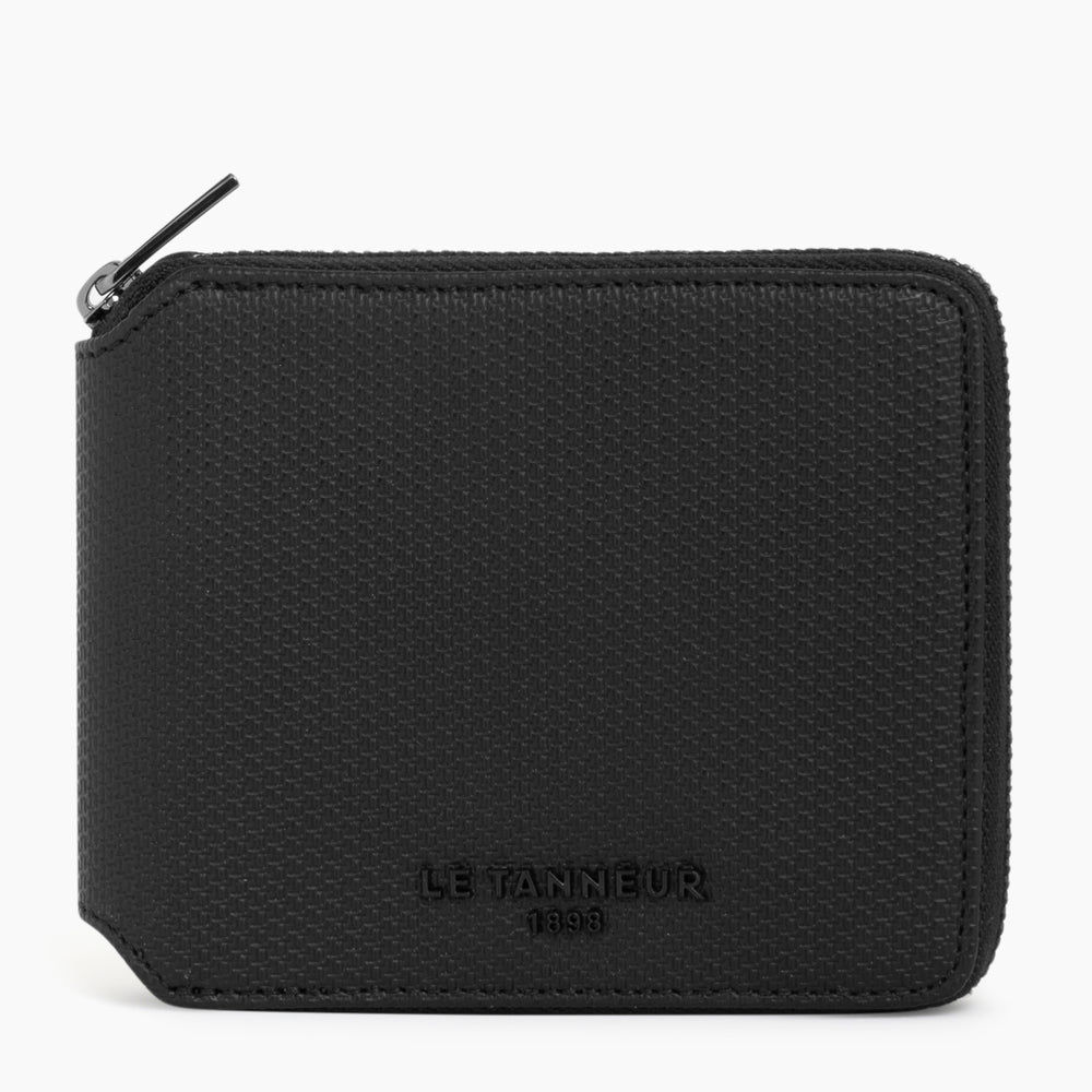 Emile L-zipped coin case in monogrammed leather