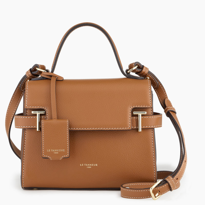 Emilie small handbag with flap closure in pebbled leather