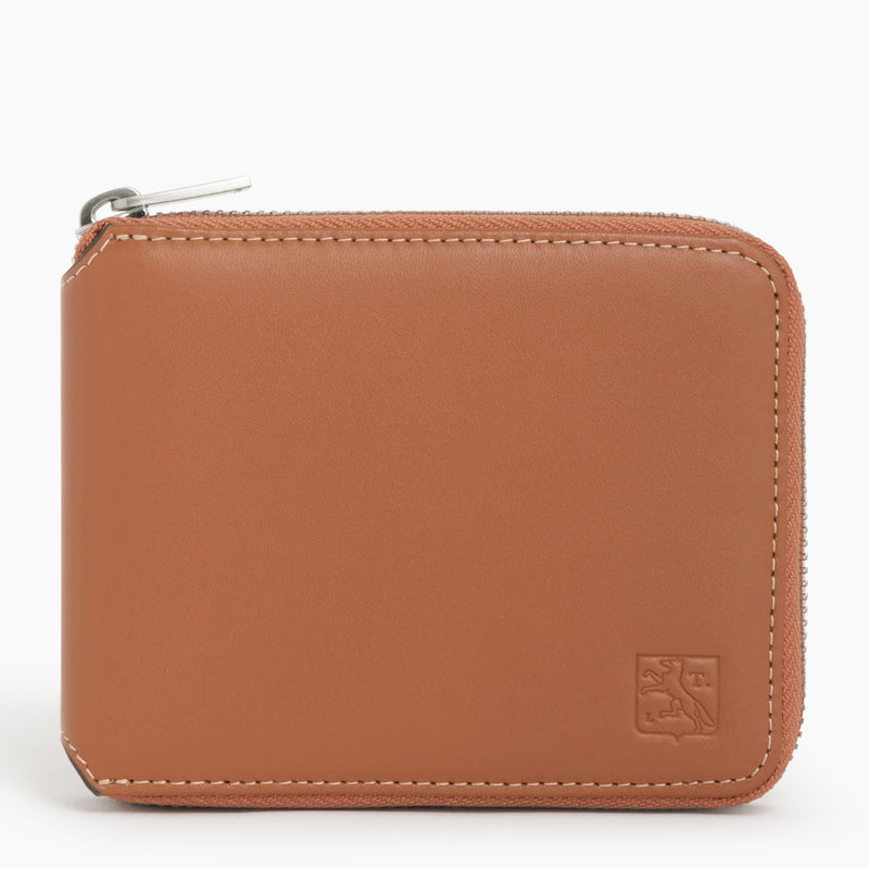Maurice zipped coin case in coated canvas and smooth leather