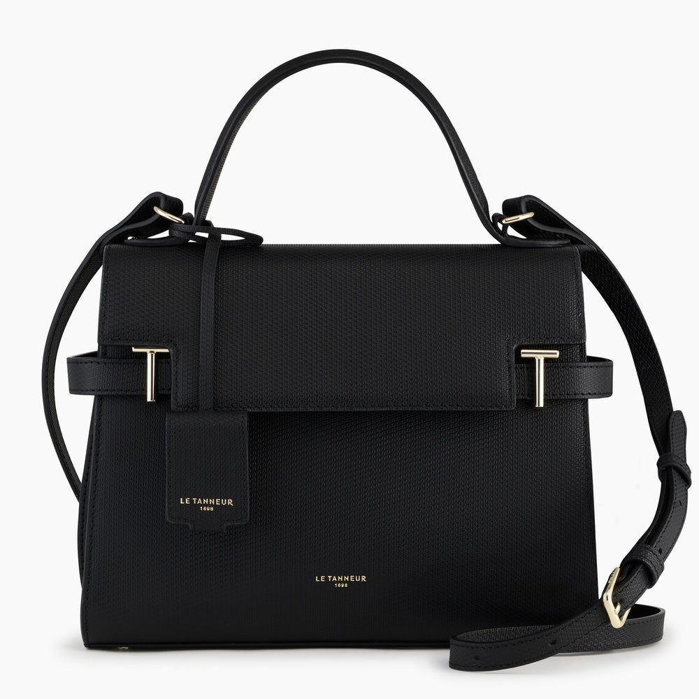 Emilie large handbag with flap closure in monogrammed leather