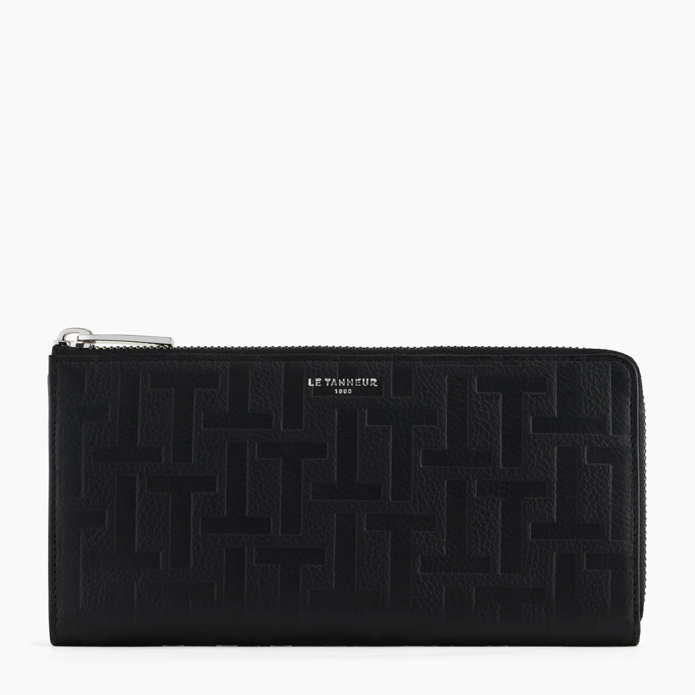 Emilie zipped travel companion in T-printed leather