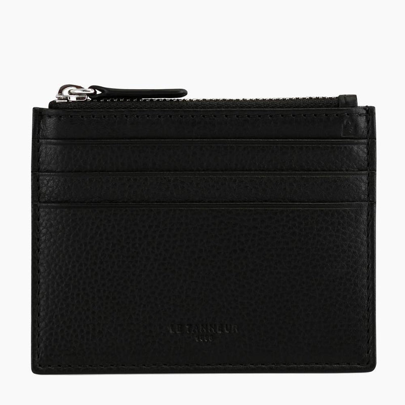 Zipped Charles pebbled leather cardholder