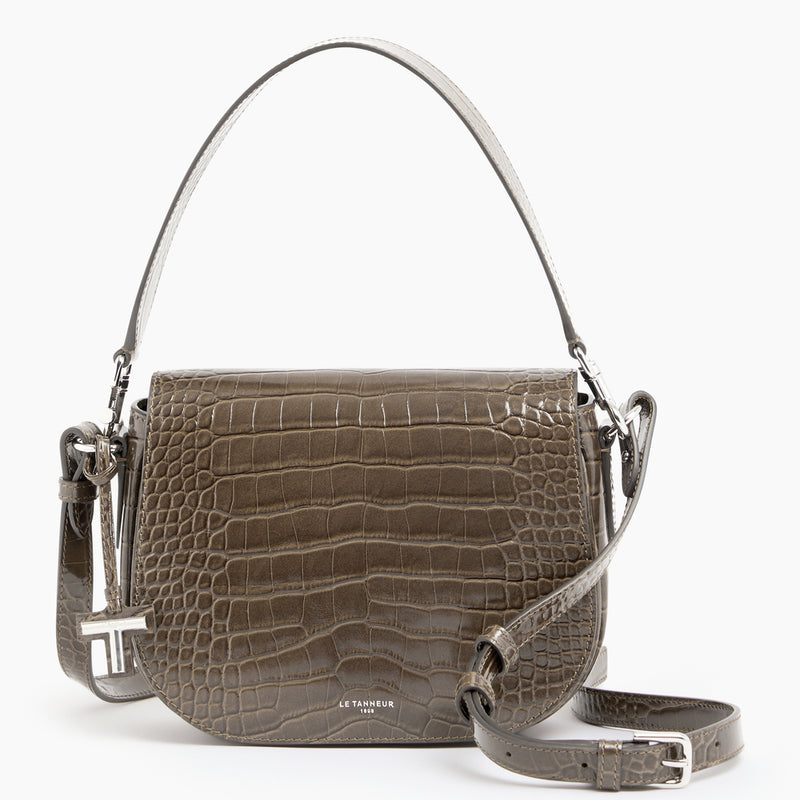 Gisèle medium-sized, crossbody bag in crocodile-embossed leather