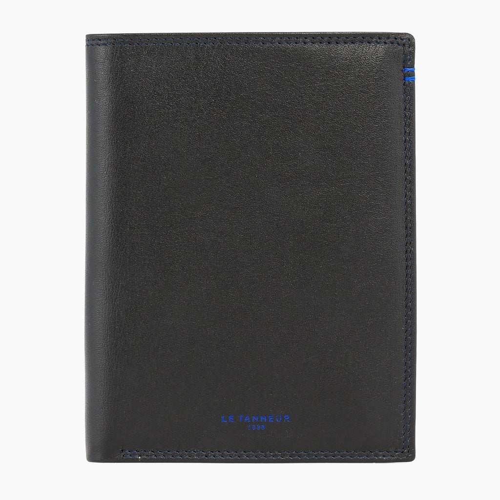Zipped pocket and 2 shutters Martin smooth leather wallet