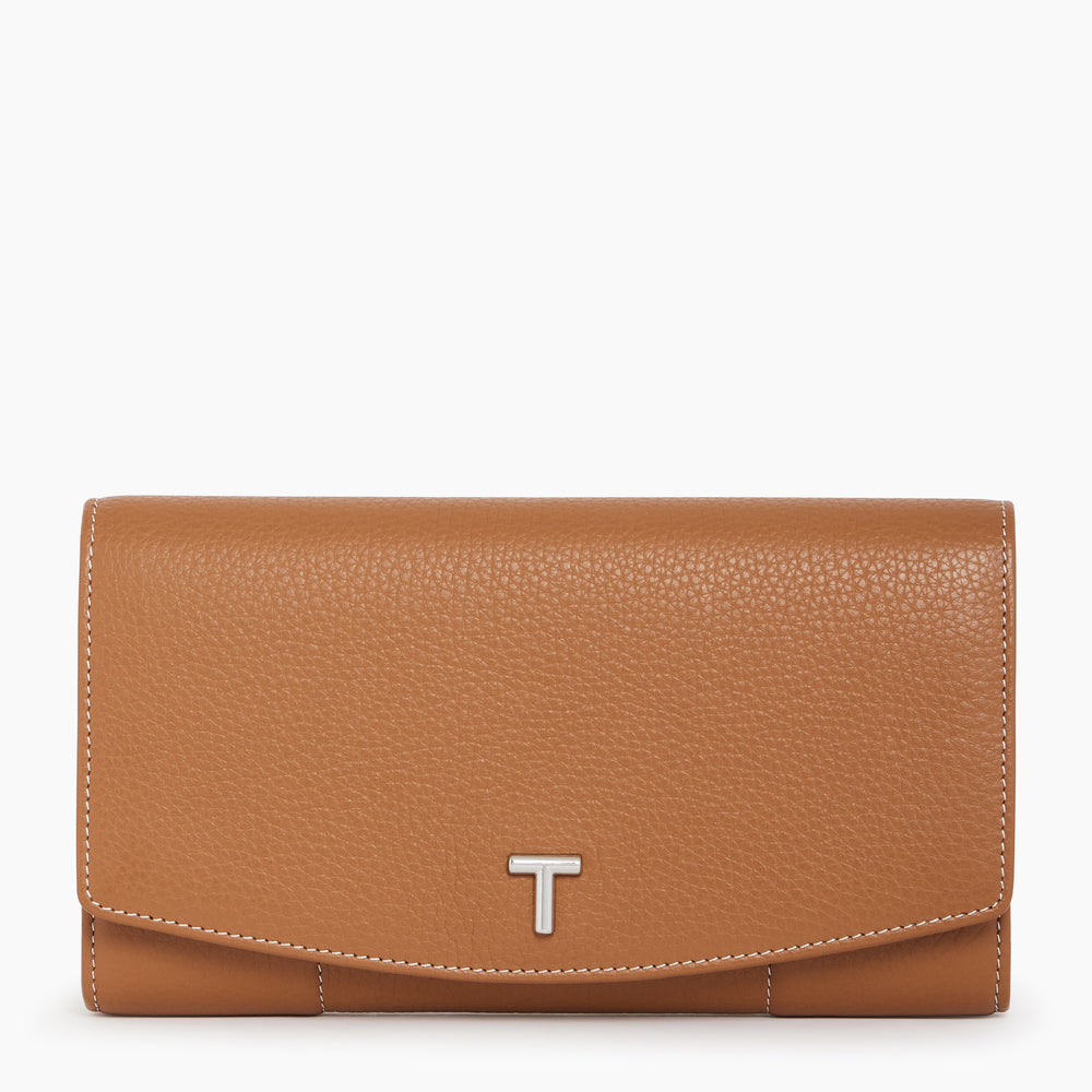Romy large, zipped wallet in pebbled leather