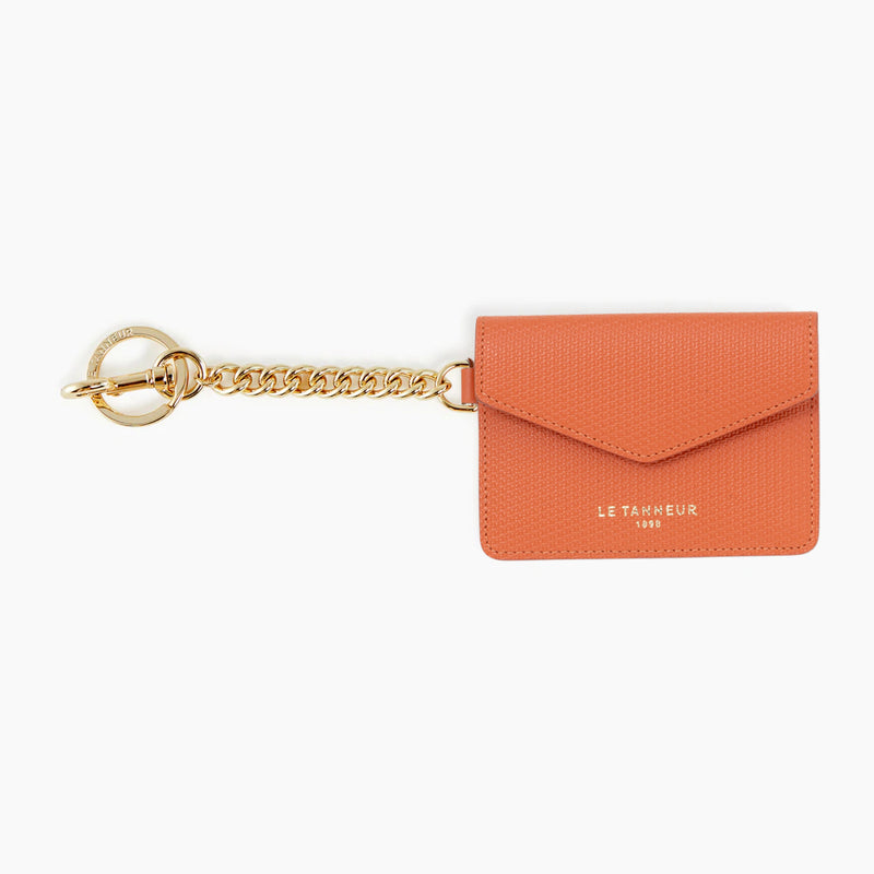 Emilie card case with keychain in monogrammed leather