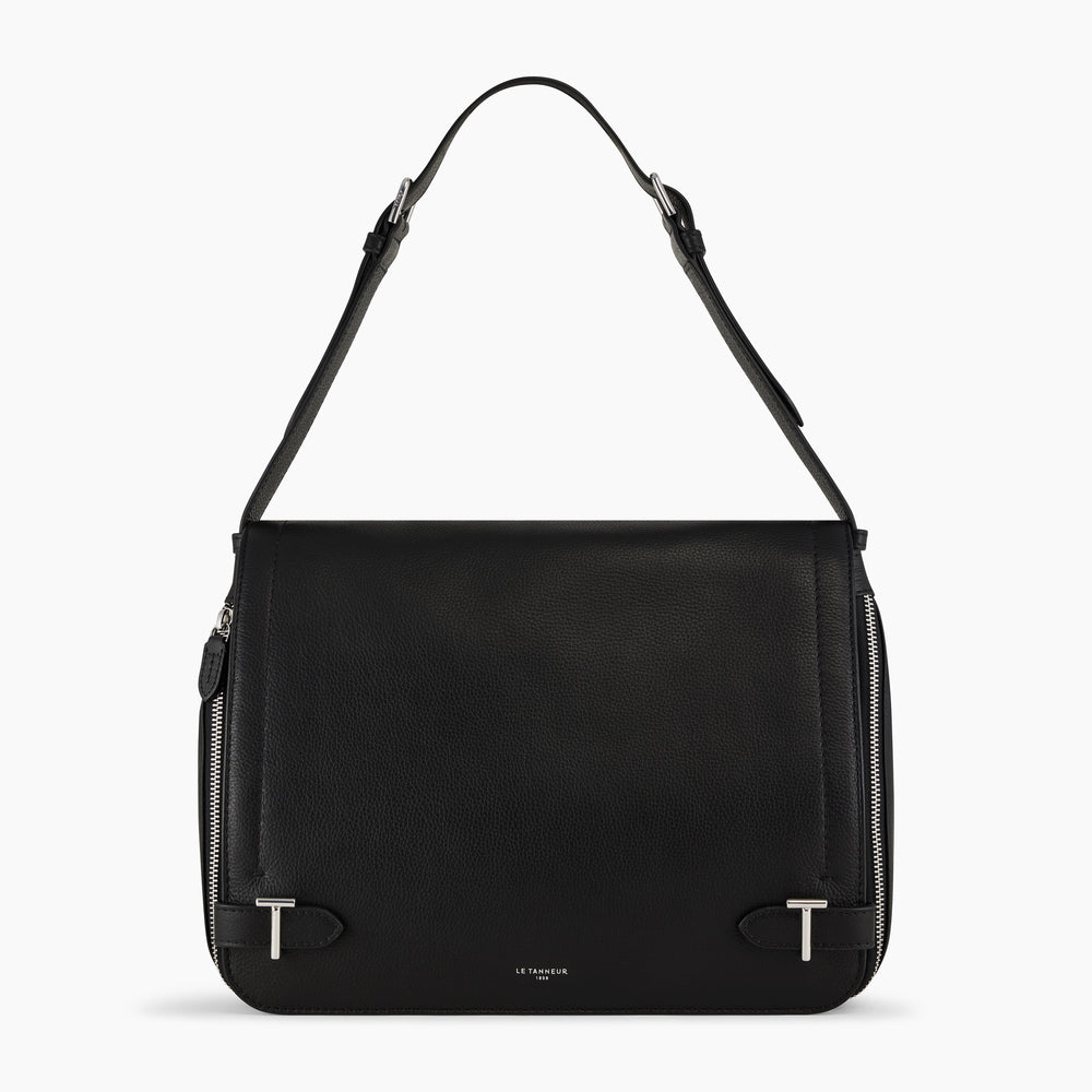 Simone large bag with crossbody strap in pebbled leather