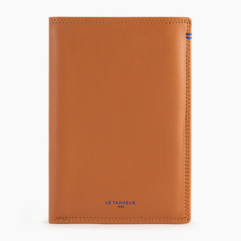 Zipped pocket and 2 shutters Martin smooth leather wallet