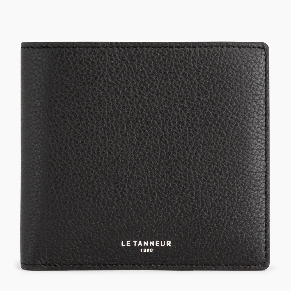 Emile card case with bill pocket in pebbled leather