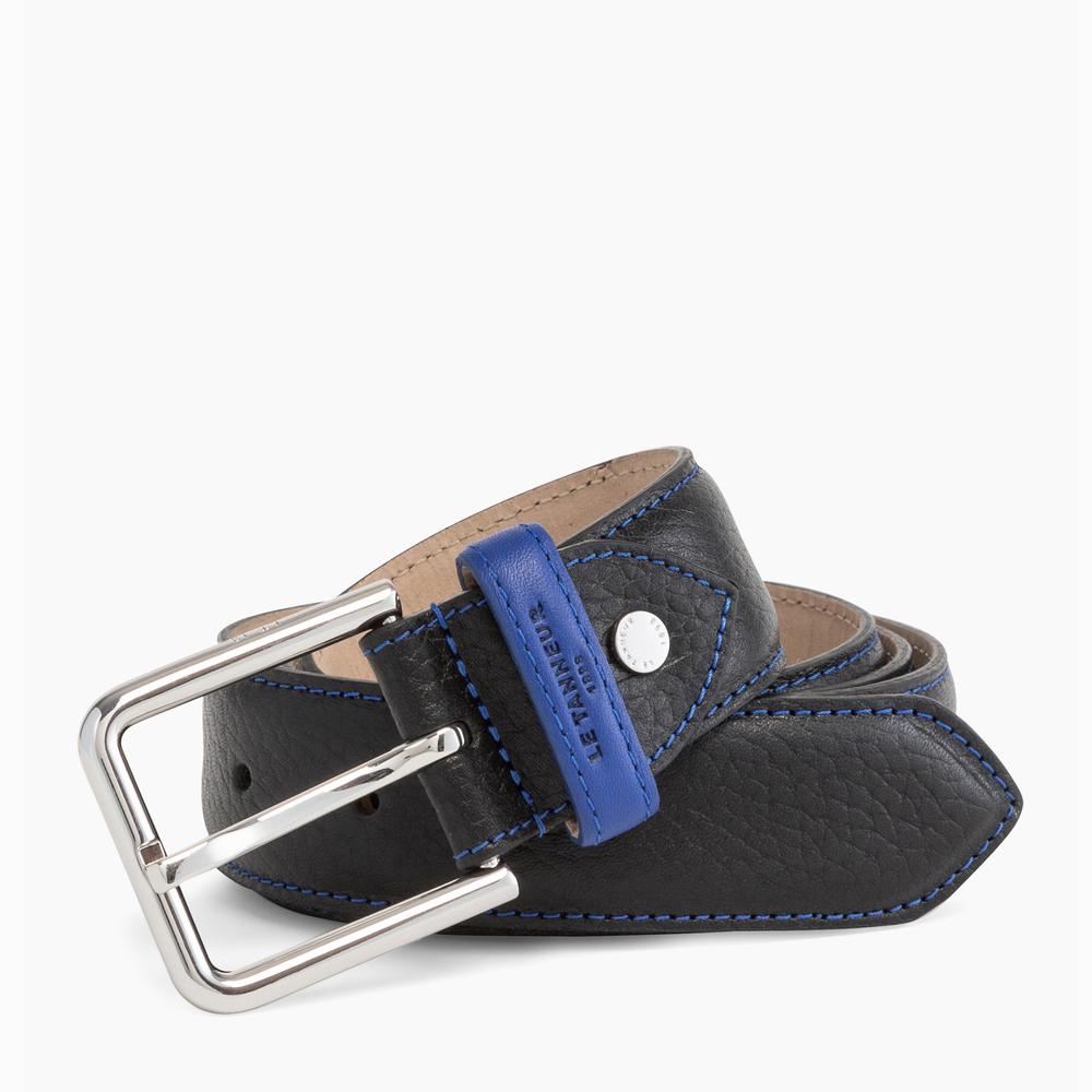 Charles smooth leather men's belt with square buckle