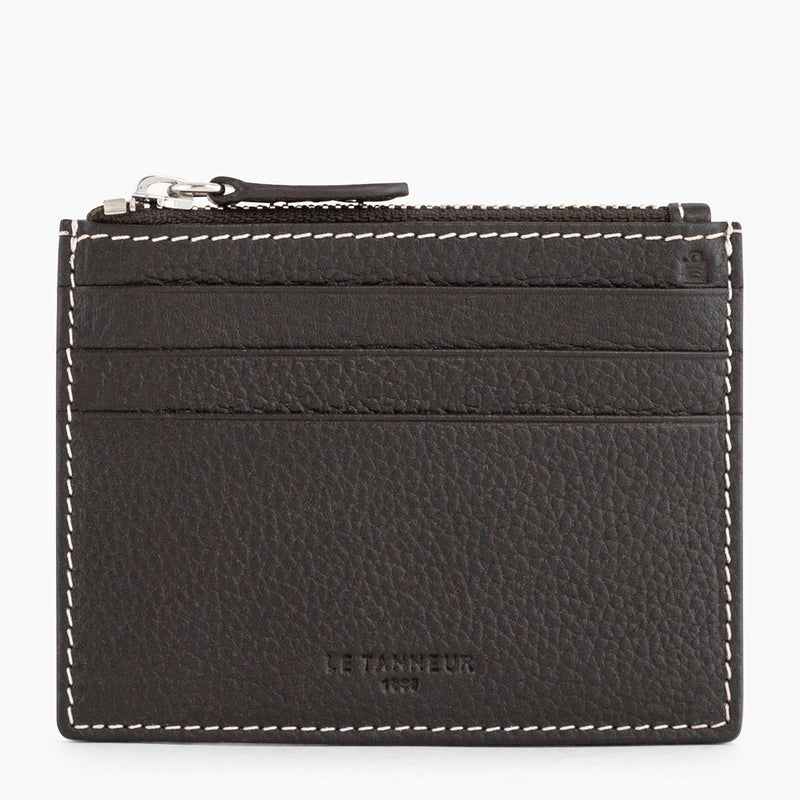 Zipped Charles pebbled leather cardholder