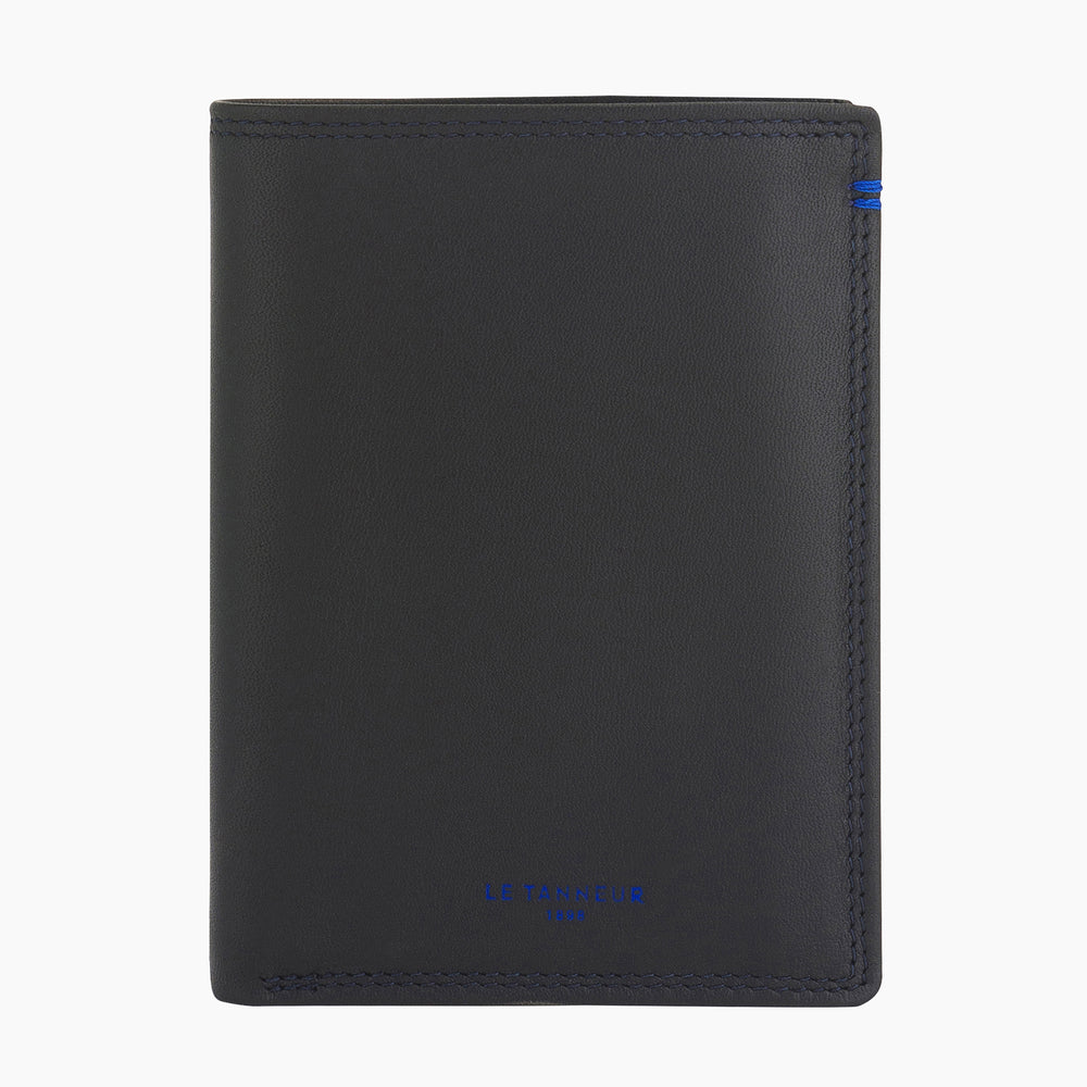 Zipped pocket and 2 shutters Martin smooth leather wallet