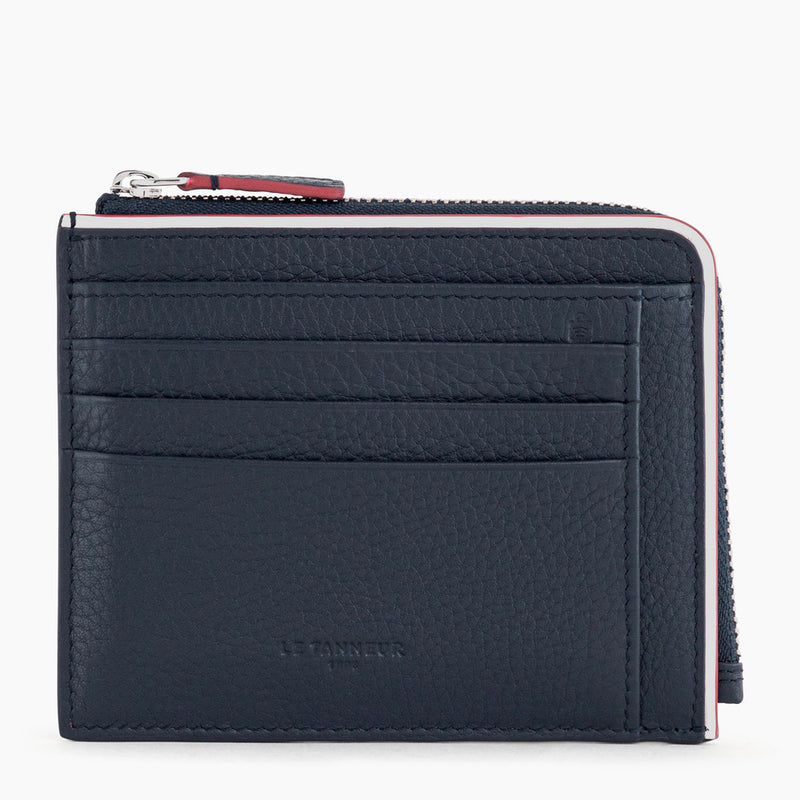 Augustin L-zip card case in pebbled leather