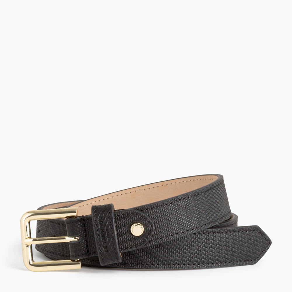 Ceinture femme avec boucle carrée en cuir lisse