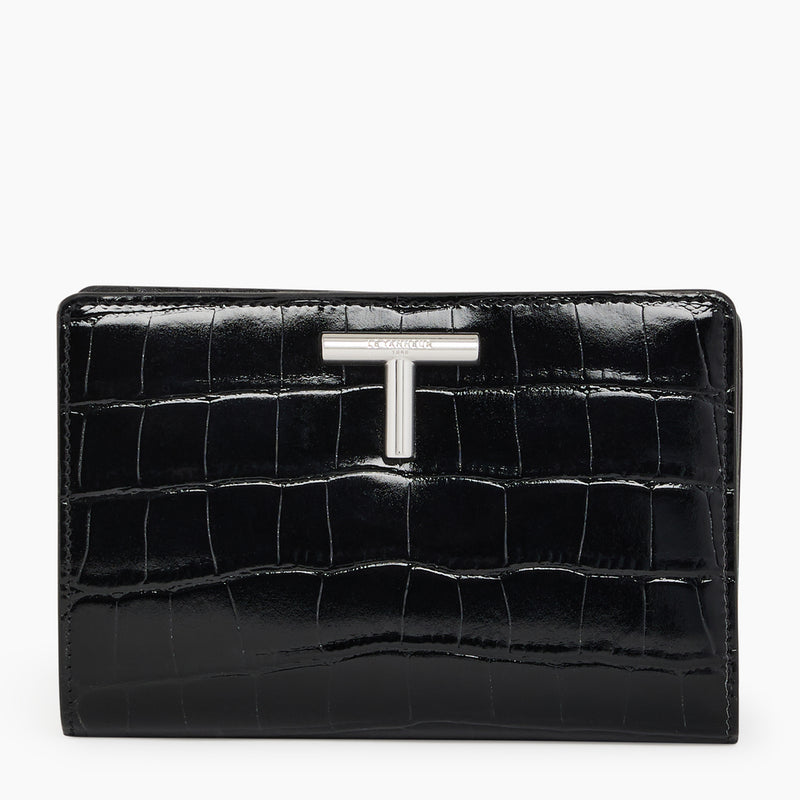 Gisèle small wallet in crocodile-embossed leather