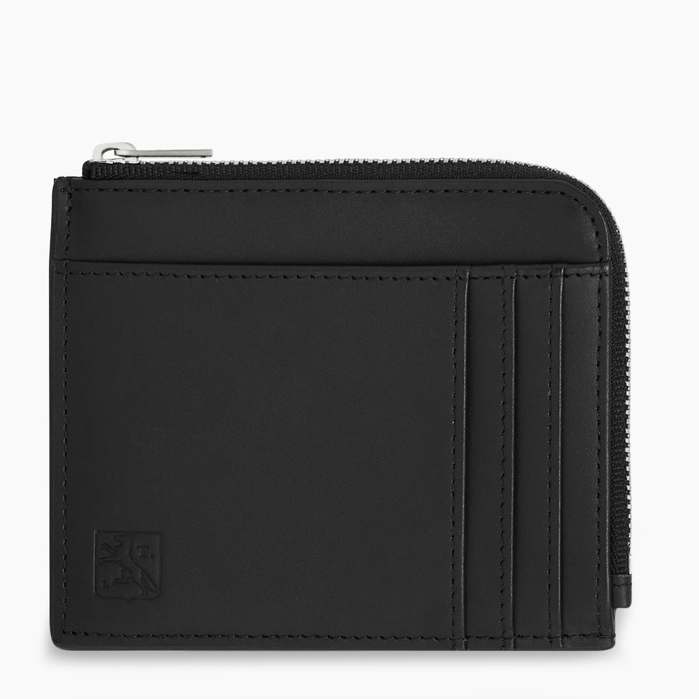 Maurice L-zipped card case in coated canvas and smooth leather
